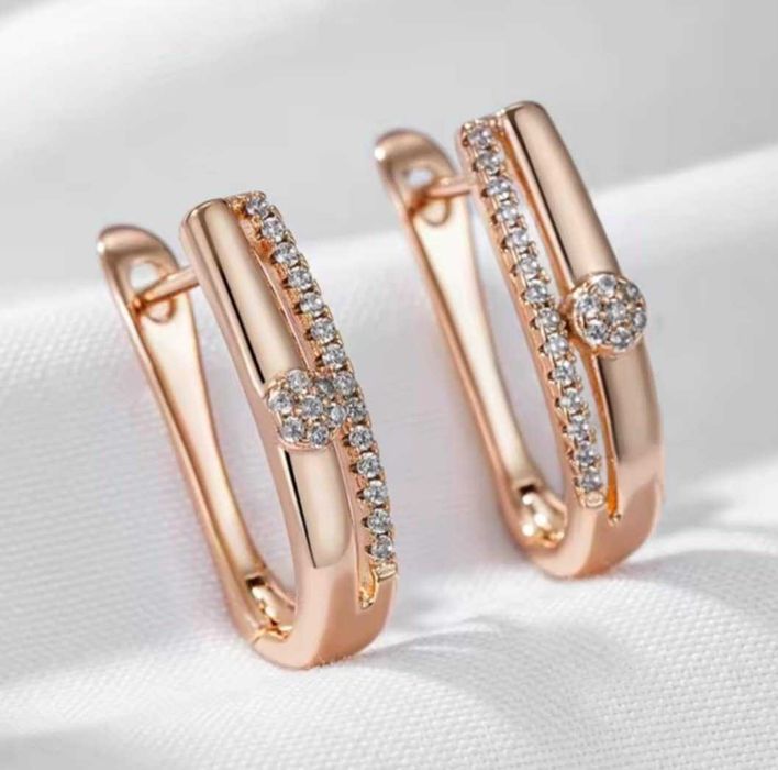 GP116, cercei placati aur 14k,noi/marcati, incuietoare sigura,zirconii