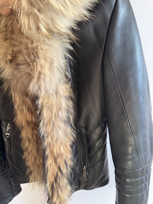 Дамско яке естествена кожа с естествен пух, С-М размер