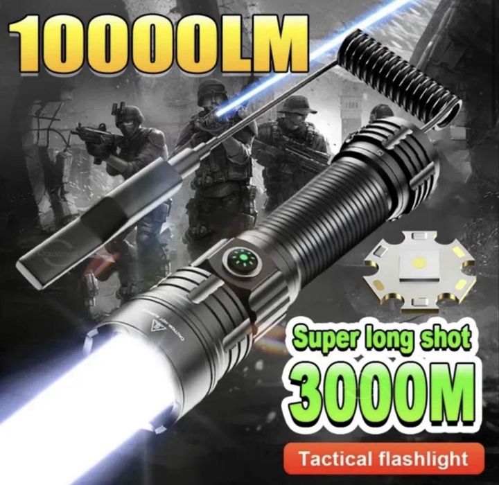 Lanterna tactica cu lupa NOUA 3000 metri, led 30w