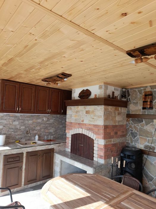 Полилеи, осветление от дъбови бъчви с 3 ръчно изработени дървени чашки