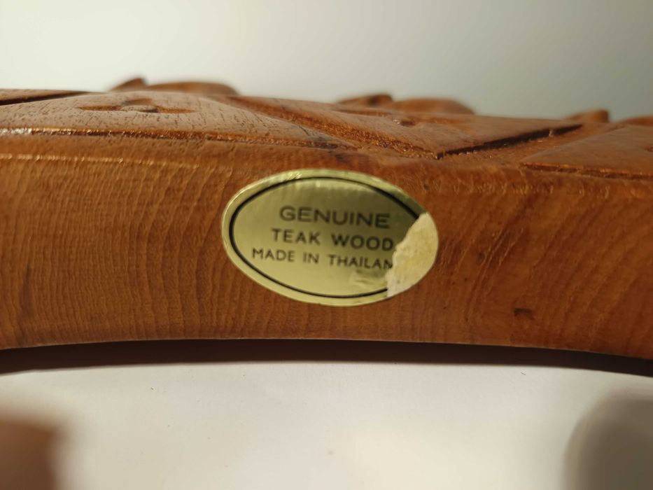 Grup statuar cu elefanti  sculptat  manual din lemn de teak. 41cm