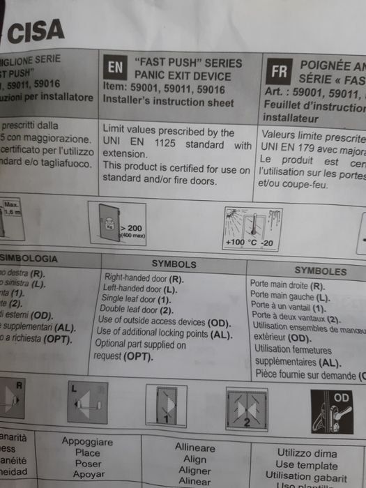 set maner extern si incuietoare usa antipanica pentru usi antiefracti