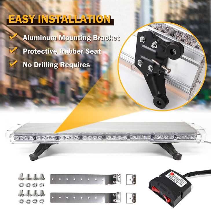 Мощна LED аварийна сигнална лампа, 12-24V с 15 режима на работа