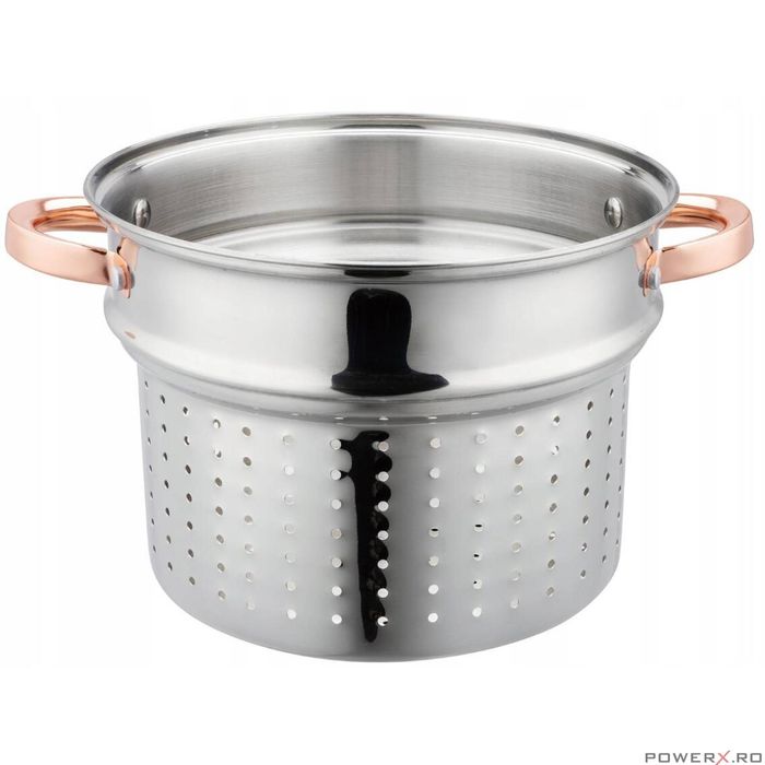 Oala din inox cu insertie pentru fiert, capacitate 7,5 litri, 24 cm,