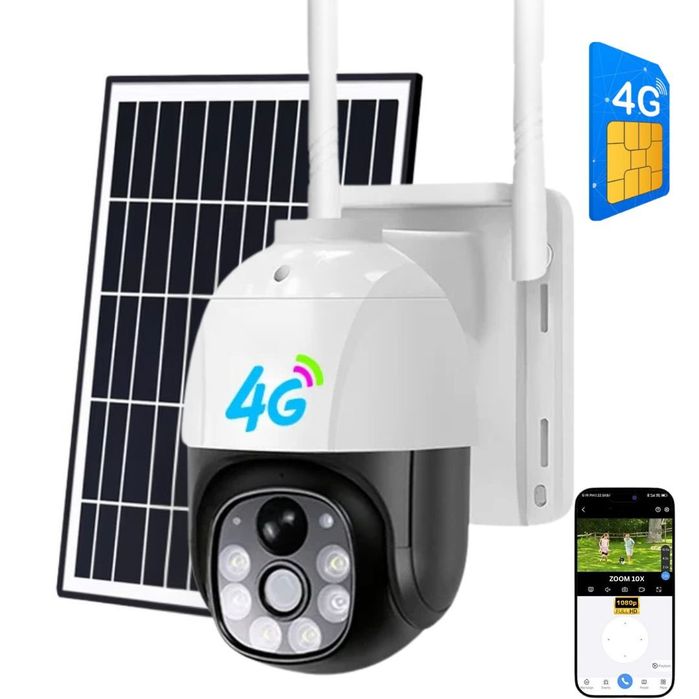 Camera de Supraveghere 4G cartela Sim cu Panou Solar, Full HD 1080p