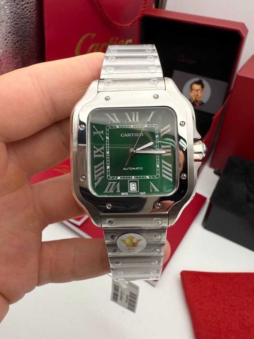 cartier santos 100 silver green