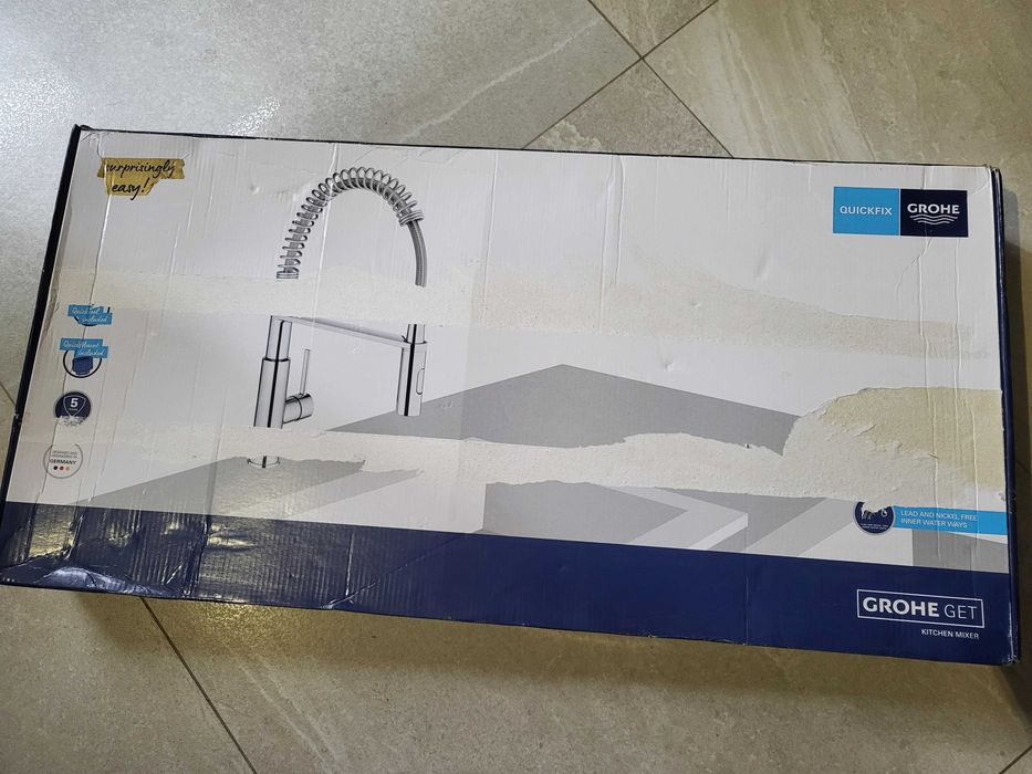 Смесител за кухня с подвижен душ Grohe Get, хром, връзки 1/2