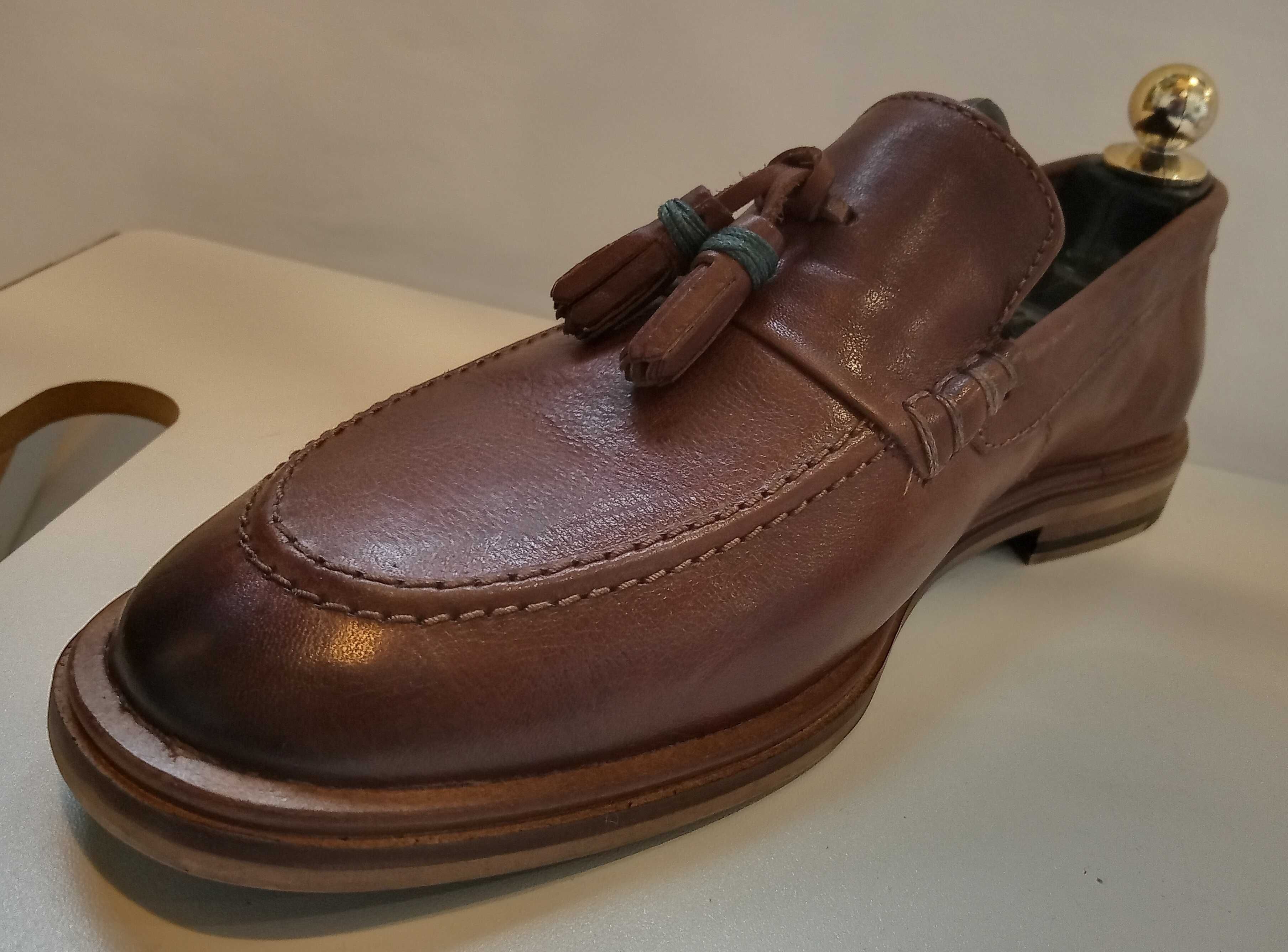Pantofi loafer 44.5 45 premium Walk London NOU piele naturala moale