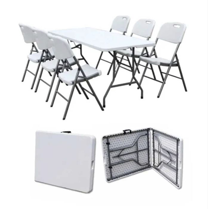 Комплект сгъваема кетъринг маса + 6 стола