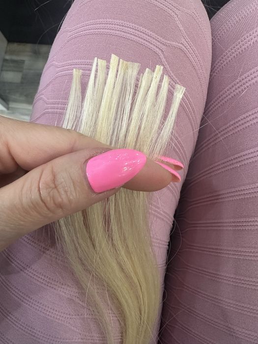 Естествена коса обработена на мини кератинови кичури 100гр