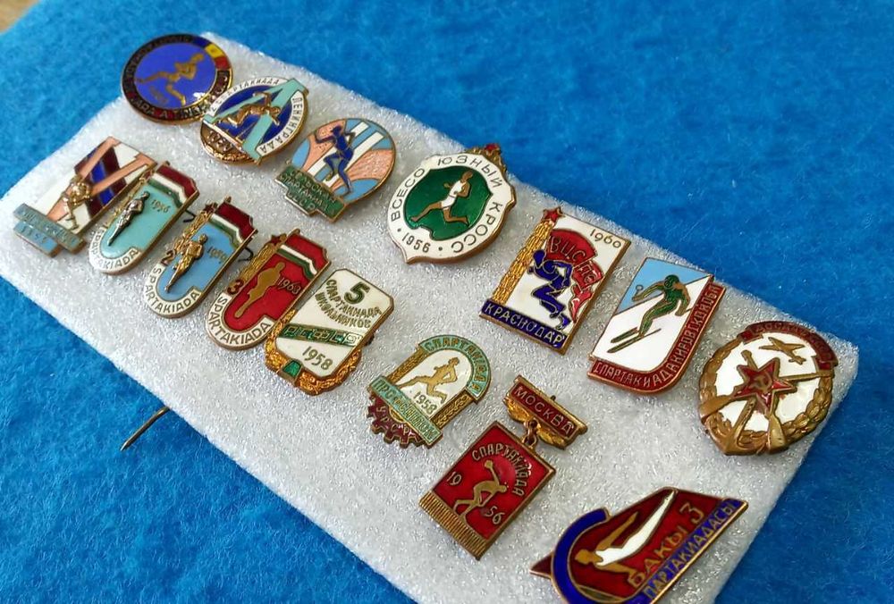значки СССР тяжелый металл "СПОРТ" 15шт