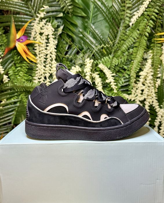 Lanvin Curb Suede Black White