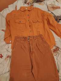 Дънкова деним риза в оранжево