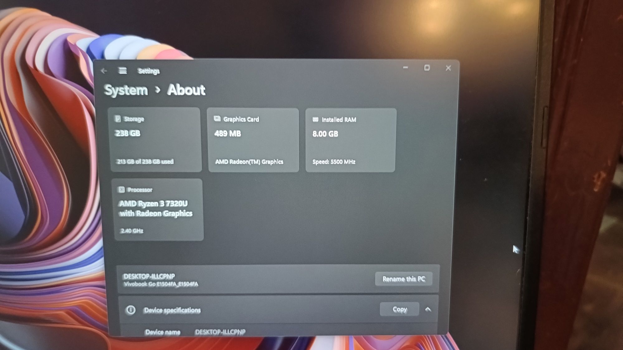 Laptop Asus VivoBook Go 15, ca nou, cu cutie, baterie pana la 8 ore