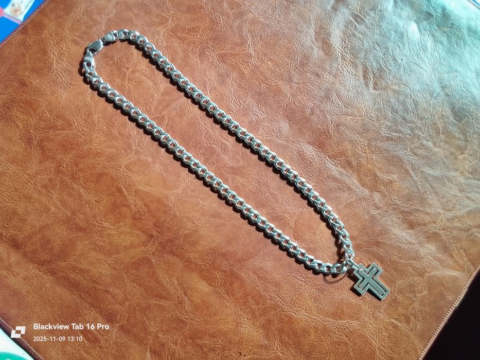 Сребърен Синджир Панцер със Кръст-82грама.