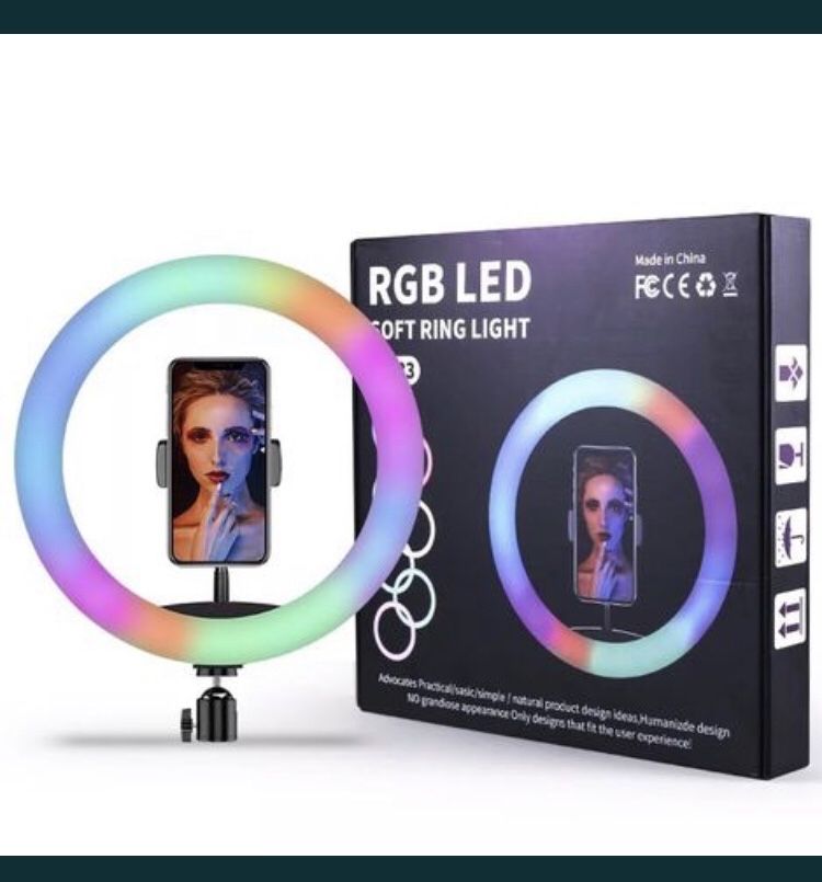 Кольцевая лампа 26см rgb штатив в подарок