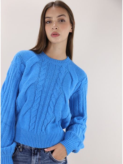 Вълнен пуловер Twinset ,син цвят,с вълна, размер S/М,нов с етикет