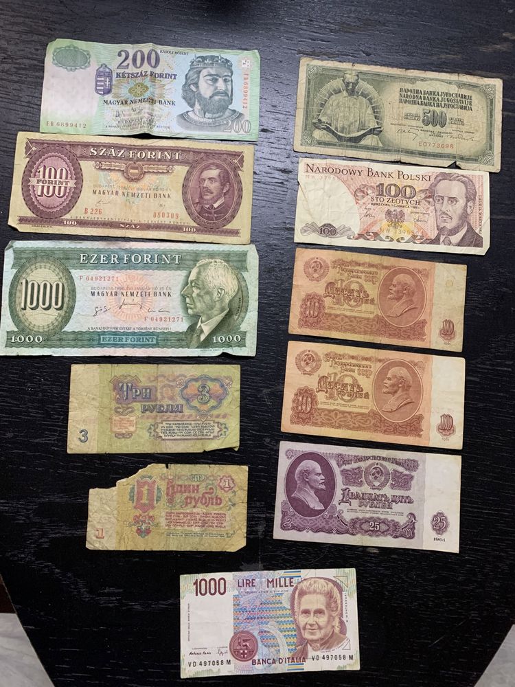 Bancnote vechi Forinti, Dinari, Zlot, Ruble, Lire