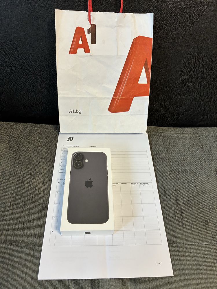 ЗАПЕЧАТАН 128GB iPhone 16 A1 Гаранция 2027 Black / Черен