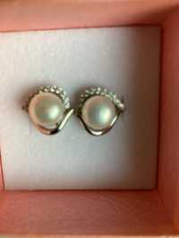 Сребърни обици с перли Swan pearls