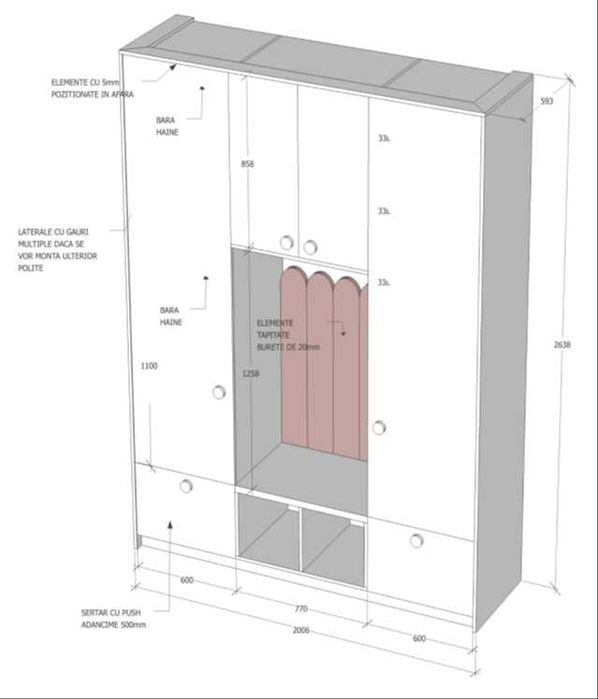 Vand dulap pentru camera fetita
