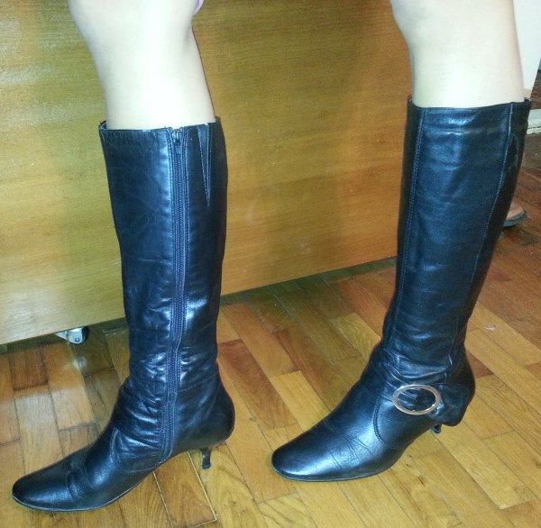Cizme dama negre piele toc mic 39