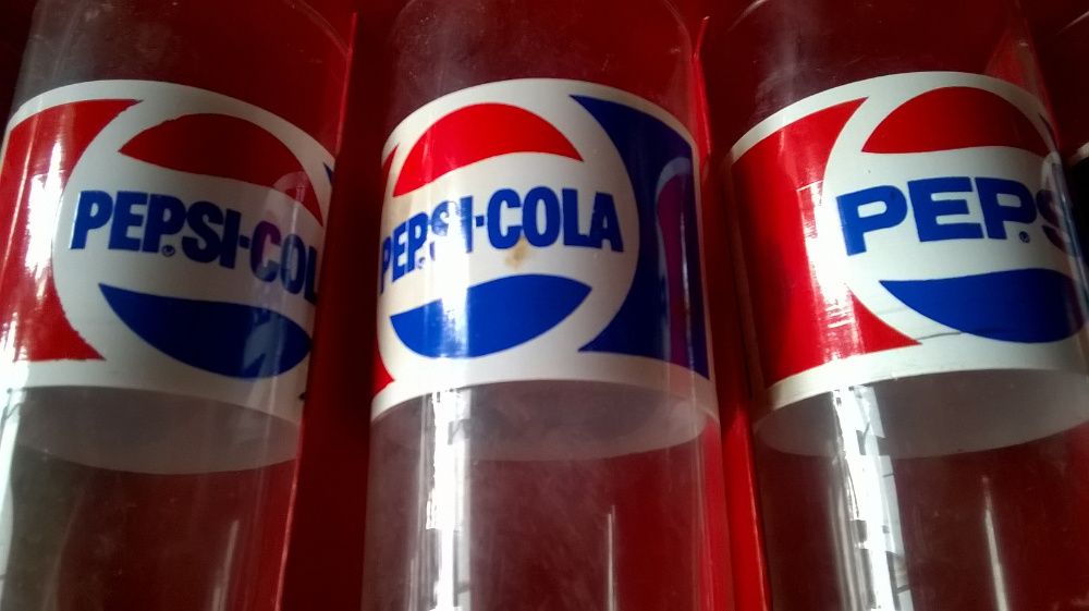 чаши стъклени антикварна рядкост 6 бр Пепси Pepsi и София Sofia