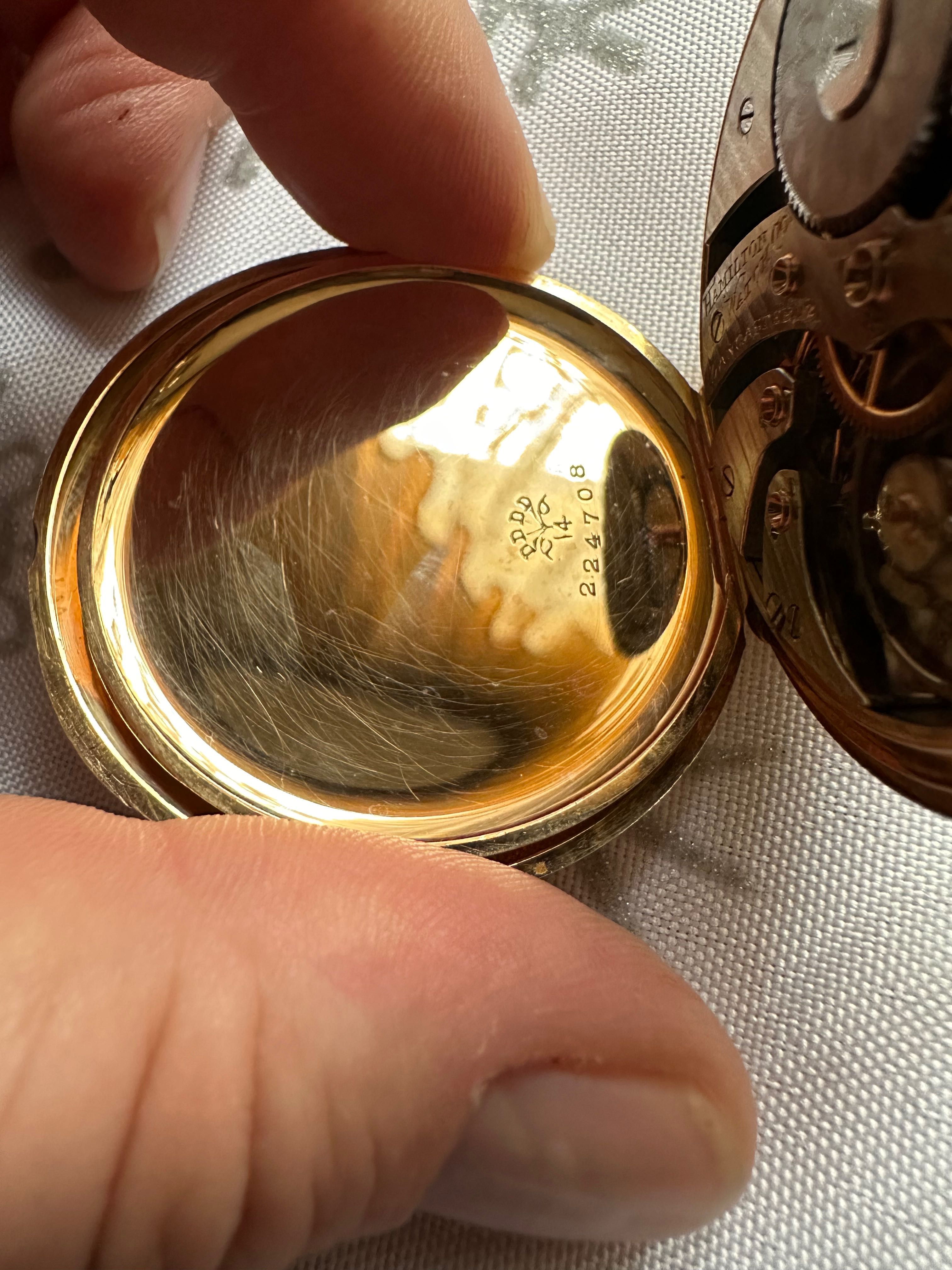 Американски златен Hamilton джобен часовник от 1910г. 14к злато.