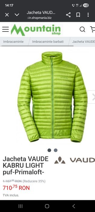 Jachetă Vaude Kabru Light puf Primaloft-Pertex
