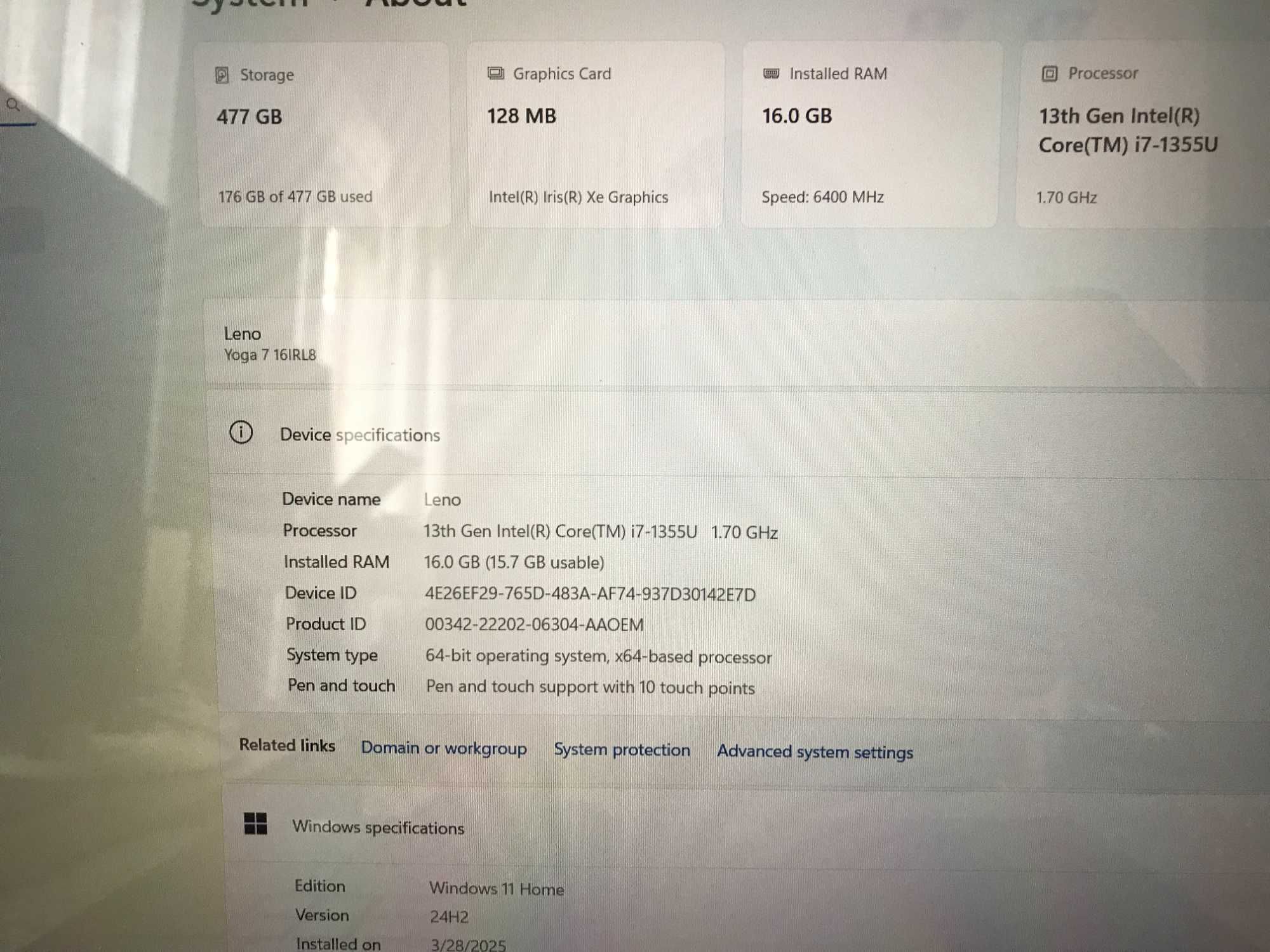 Lenovo Yoga 7 16IRL8, 13th Gen Intel Core i7, 16GB RAM, 512GB SSD NVMe