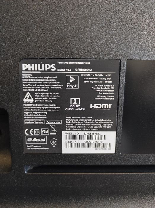 Смарт Телевизор PHILIPS 43 инча Android Ultra HD 4K Ambilight