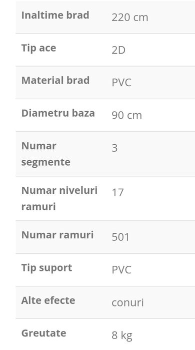 Brad artificial slim / ingust 220 cm