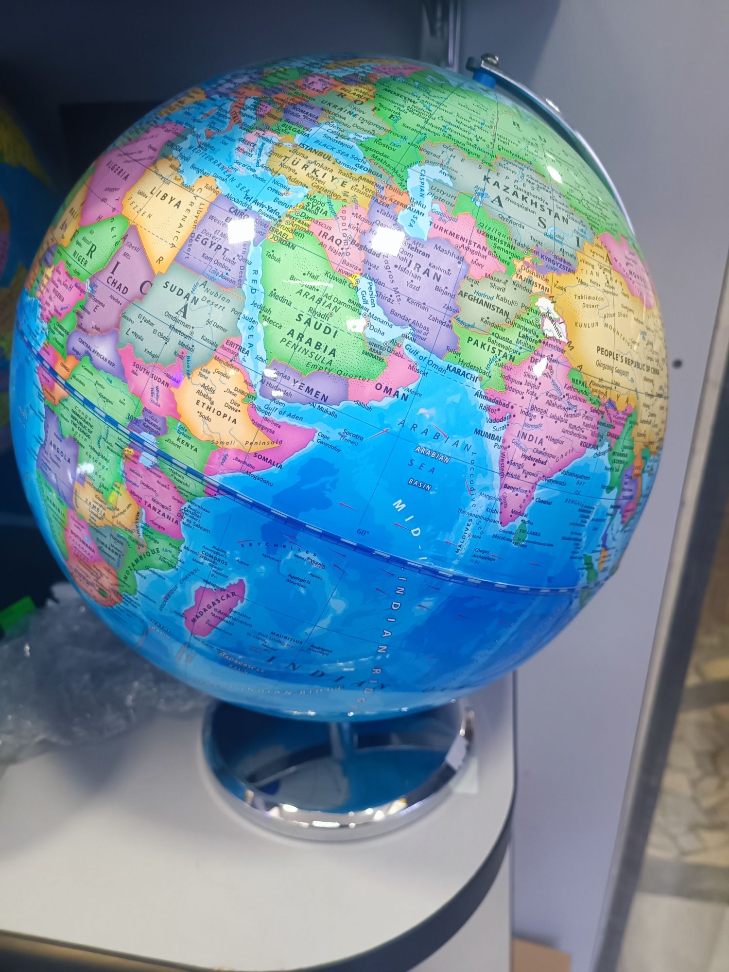 Глобус мира на английском, большой GLOBUS. World globe. Металлический