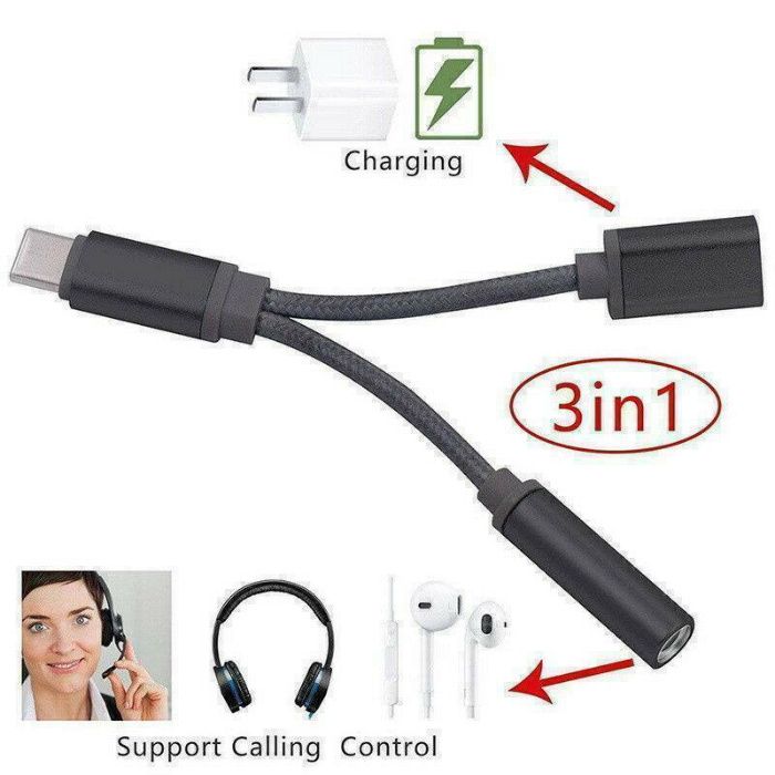 Cablul adaptor convertire USB-C la audio de 3,5 mm. 2 in 1. Nou!