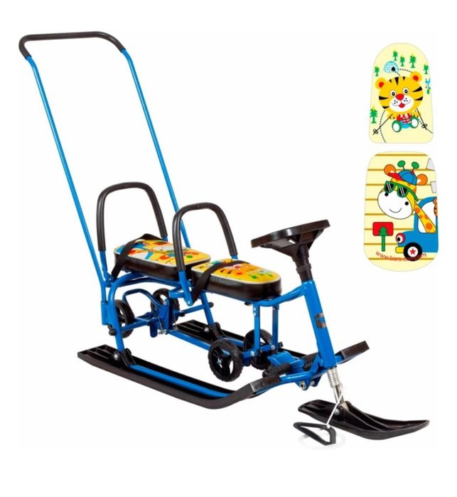 Снегокат для двоих Барс черного цвета