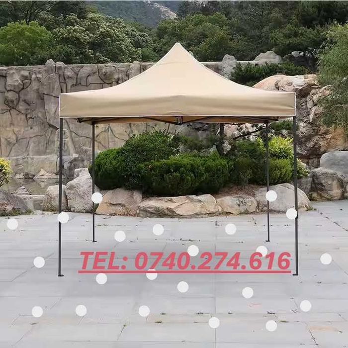 Pavilion cort pliabil gradina camping 3m x 3m Culoare BEJ