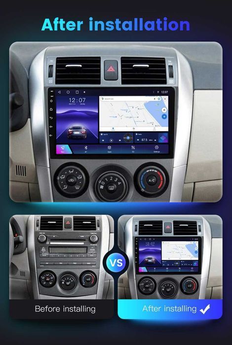 Navigatie Android 14 TOYOTA COROLLA 2006-2013 1/8 Gb CarPlay + CAMERA
