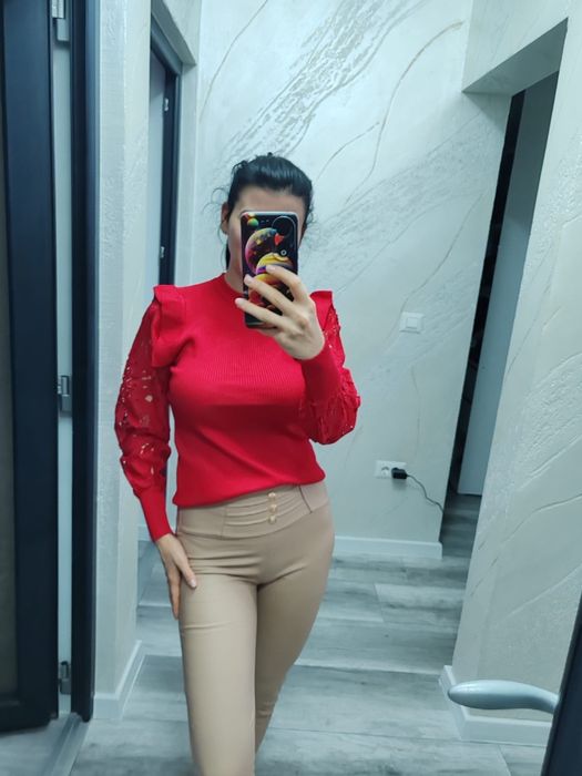 Colanti bej imitatie piele