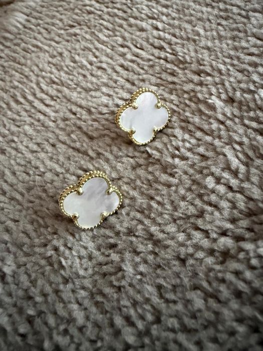 Cercei aur 14k trifoi sidef