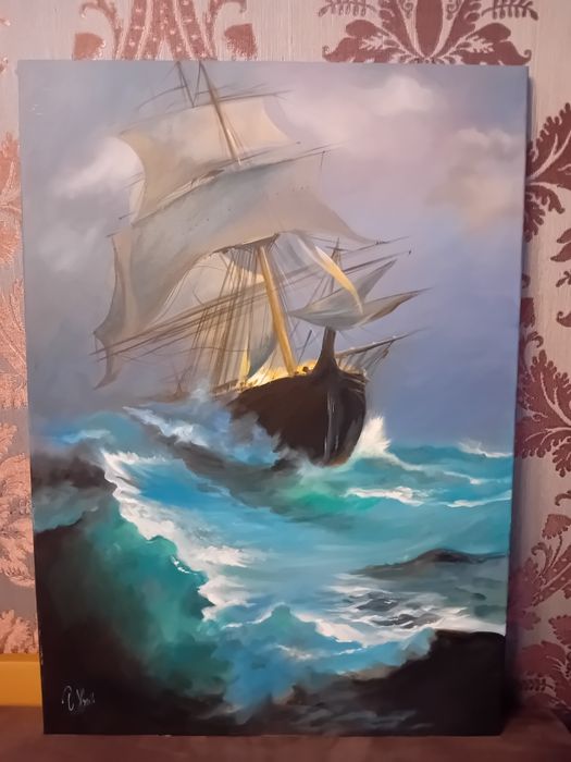 Картина " бригантина" 50х70 масло, платно