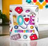 Cana personalizata, Love nurse life, Ceramica, Alb, 350 ml