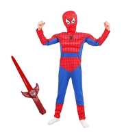 Set costum Ultimate Spiderman copii, 120-130 cm si sabie cu lumini