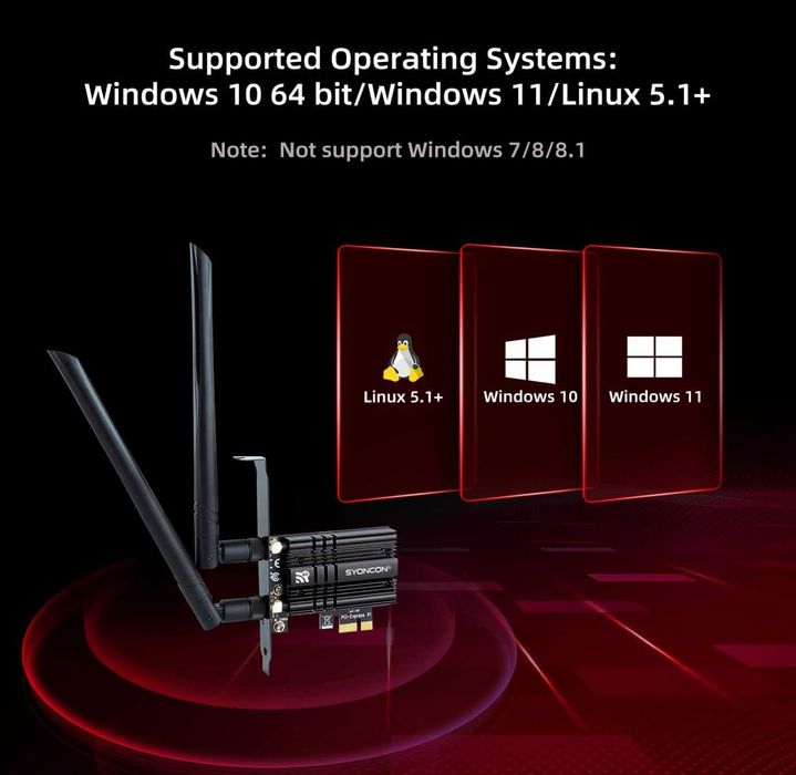 PCIe WiFi Card 2.4G/5G/6GHz PCI Express Wireless + Bluetooth 5.3