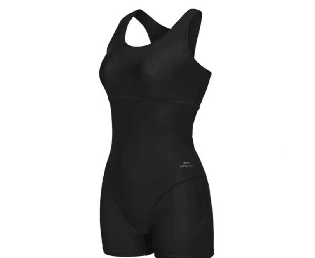 Slazenger Boyleg Swimming Suit Junior Girls - Black 11-12год.