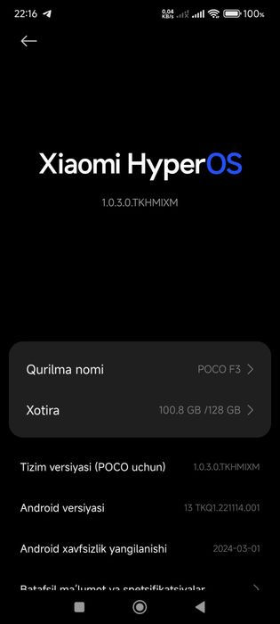 Poco f3 6/128 ideal holatda