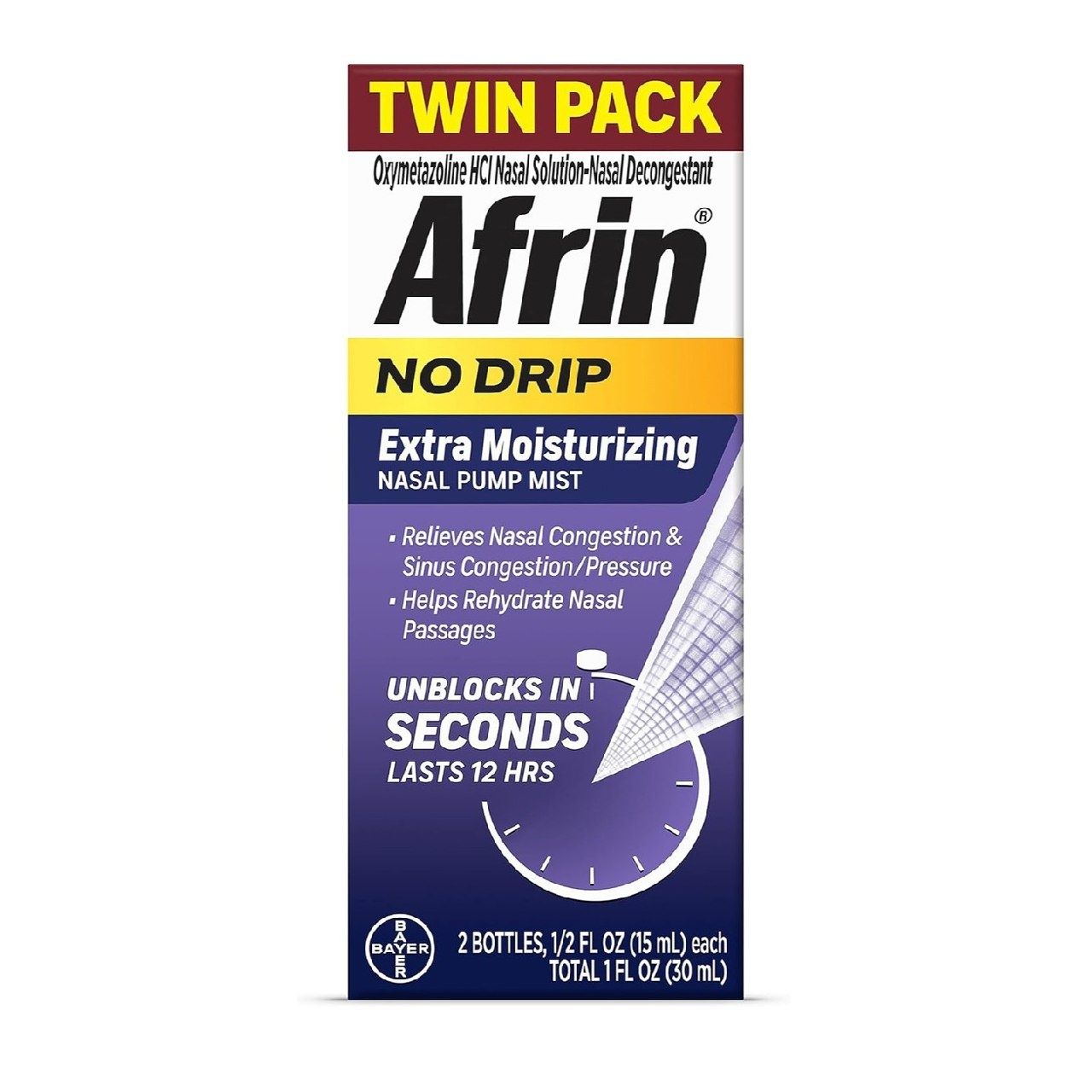 Afrin No Drip Extra Moisturizing Pump Nasal Mist Twin Pack, — спрей