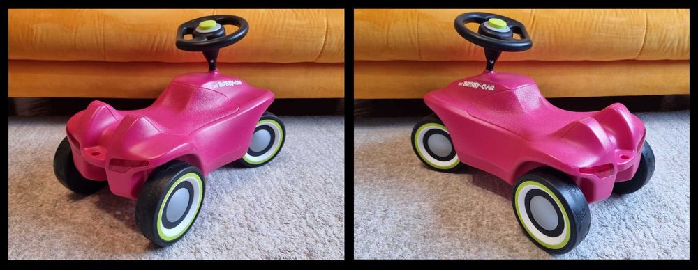 Masinuta Big Bobby Car roz, masina cu claxon