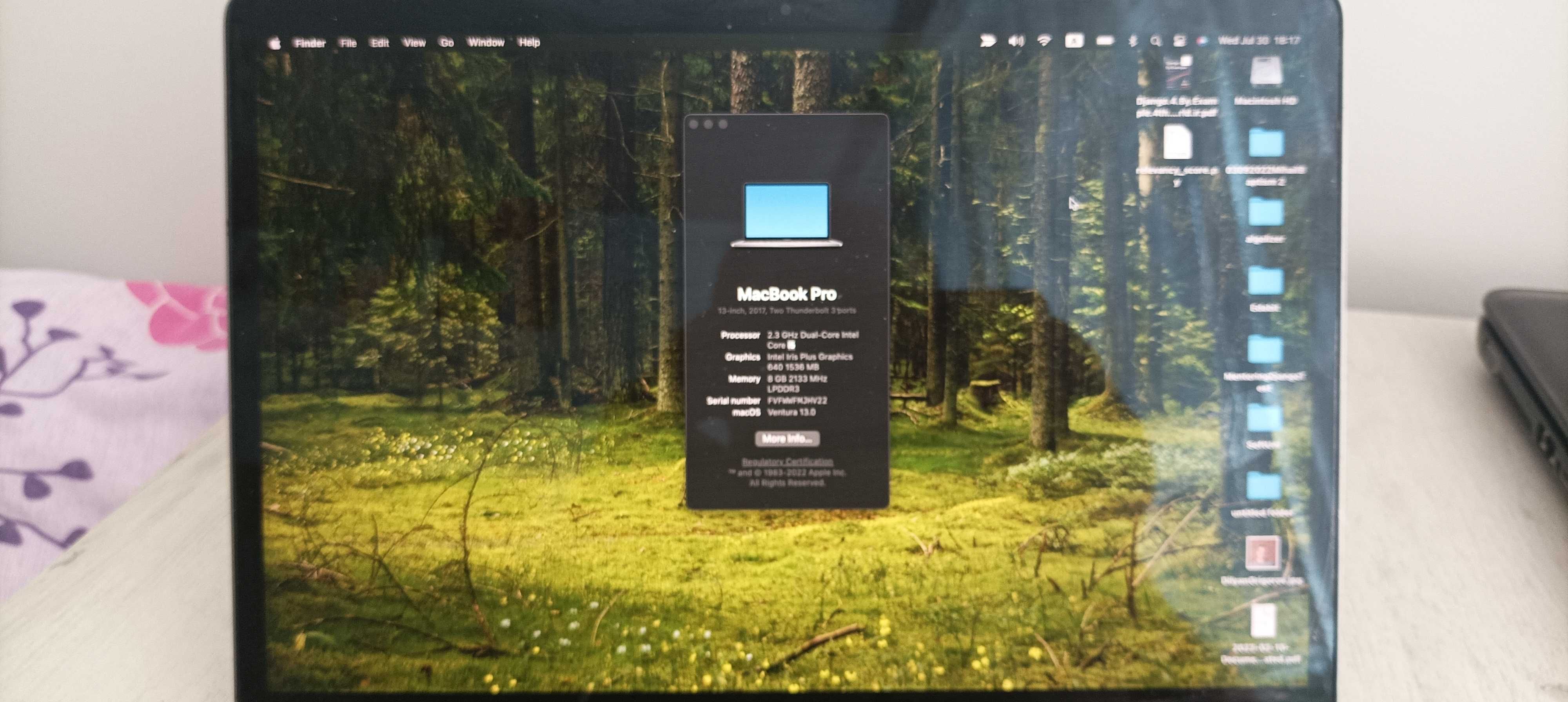 MacBook Pro (13-инчов, 2017 г., два Thunderbolt 3 порта)