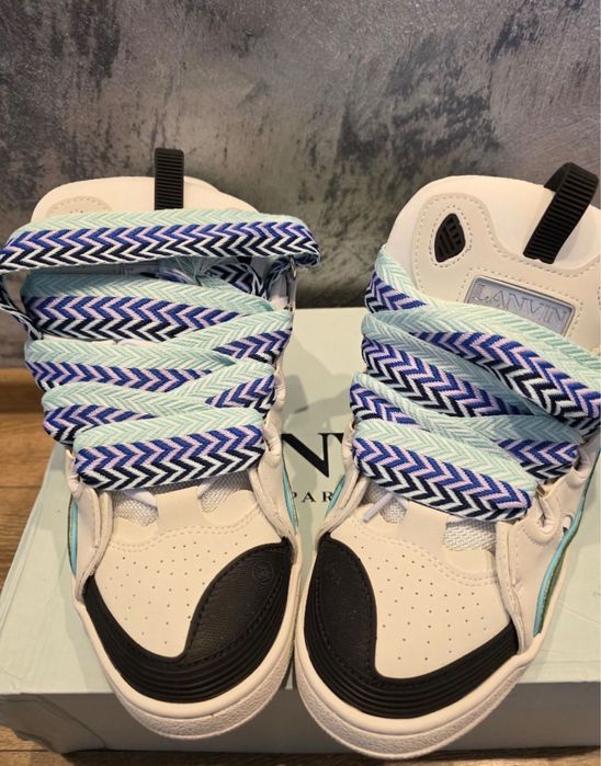Lanvin Curb Sneakers White and Blue