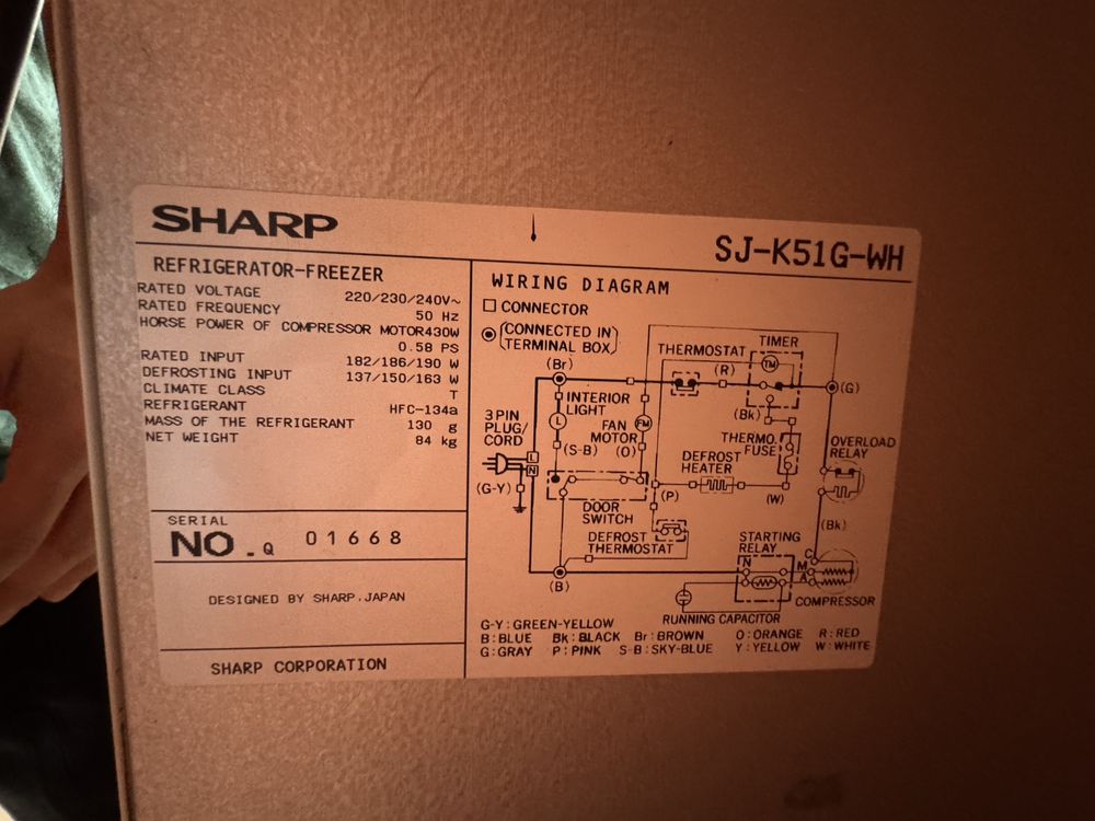 Холодильник Sharp SJ-K51G-WH